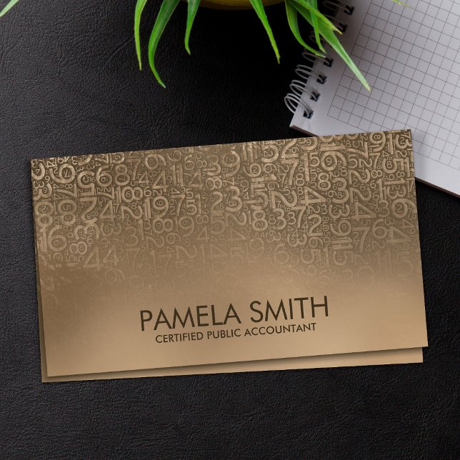 Accountant Services - Gold Numbers Pattern  Business Card (Creator Uploaded)