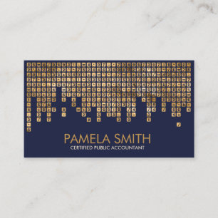 Accountant Services - Gold Numbers pattern Business Card