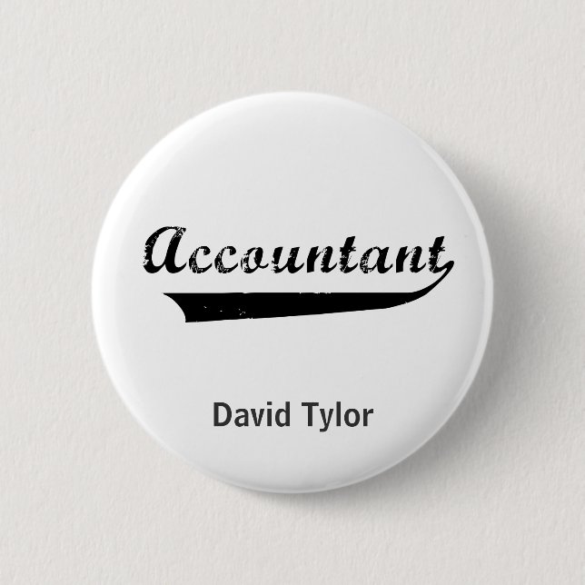 Accountant Sports Style Text 6 Cm Round Badge (Front)