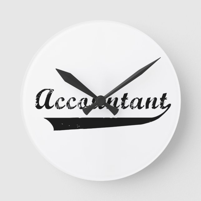 Accountant Sports Style Text Round Clock (Front)