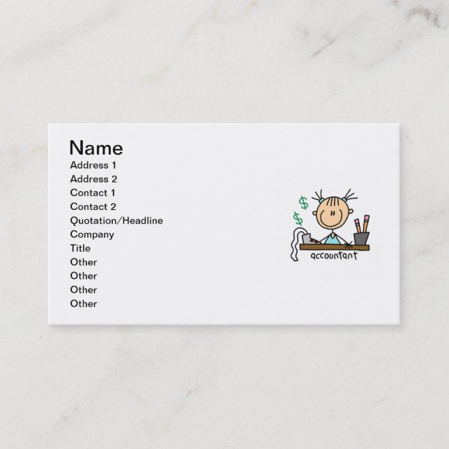 Accountant Stick Figure Business Card (Front)