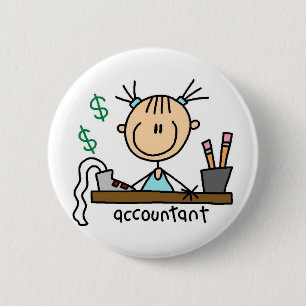 Accountant Stick Figure Button