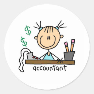 Accountant Stick Figure Classic Round Sticker