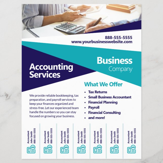 Accountant Tax Returns Tear Off Flyer Template (Front)