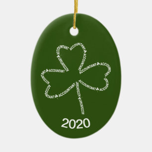 Accountant Text Shamrock Ceramic Ornament