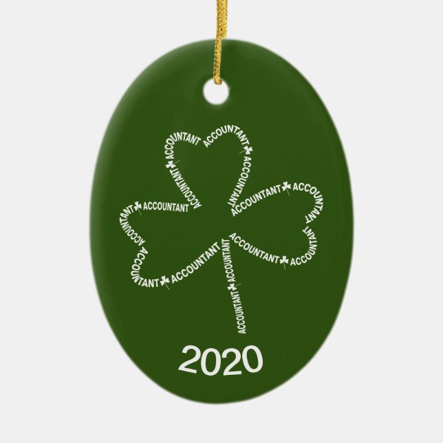 Accountant Text Shamrock Ceramic Ornament (Front)