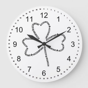 Accountant Text Shamrock Large Clock