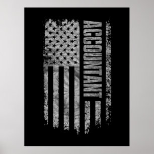Accountant USA Flag Distressed design Poster