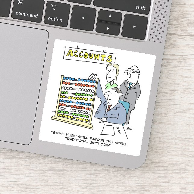 Accountant Using an Abacus at Work. Funny (Detail)