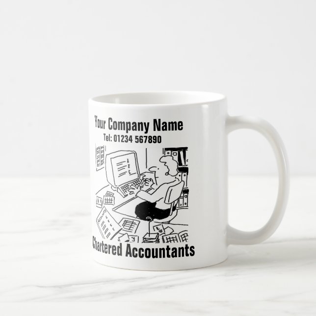 Accountant Working in the Office Cartoon Coffee Mug (Right)