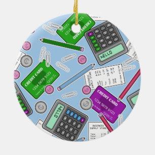 Accounting / Accountant Themed Pattern Ceramic Ornament