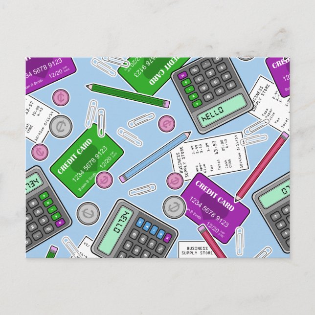 Accounting / Accountant Themed Pattern Postcard (Front)
