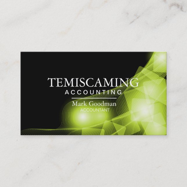 Accounting Business Card - Black and Green Squares (Front)