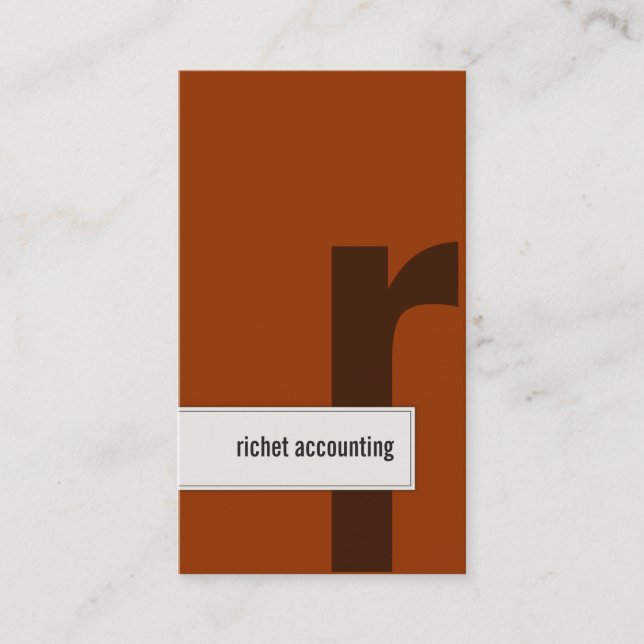 Accounting Business Card Bold Monogram Orange (Front)