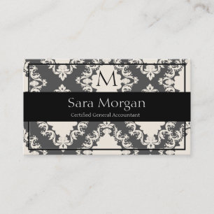 Accounting Business Card - Classy Monogram Damask