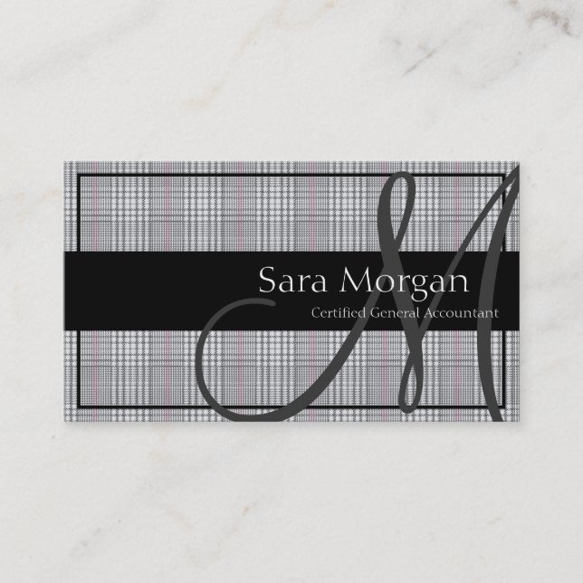 Accounting Business Card - Classy Monogram Damask (Front)