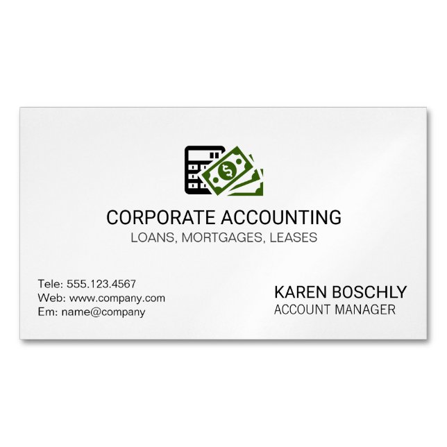 Accounting Business Icon Magnetic Business Card (Front)