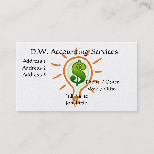 ACCOUNTING / BUSINESS SERVICES PHOTO BUSINESS CARD (Front)