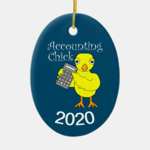 Accounting Chick Text Ceramic Ornament