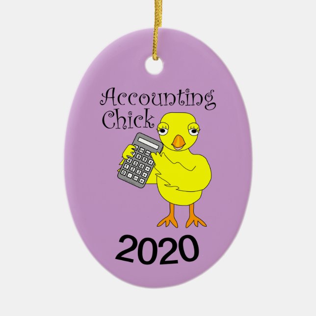 Accounting Chick Text Ceramic Ornament (Front)