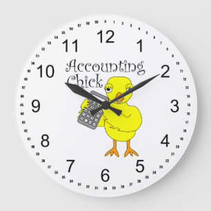 Accounting Chick Text Large Clock