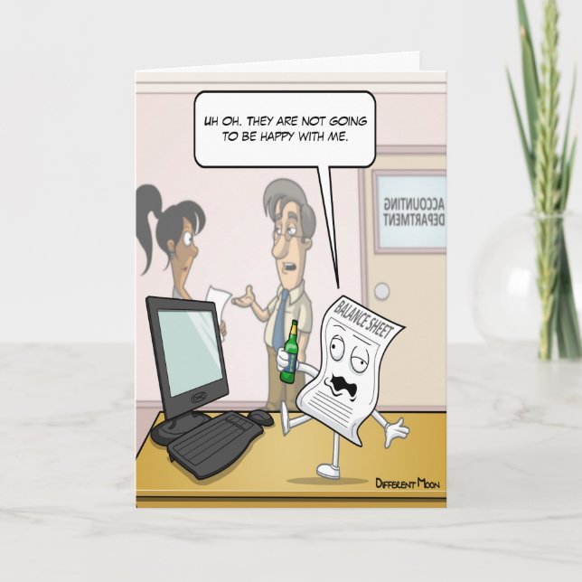 Accounting Drunk Balance Sheet Punny Birthday Card (Front)