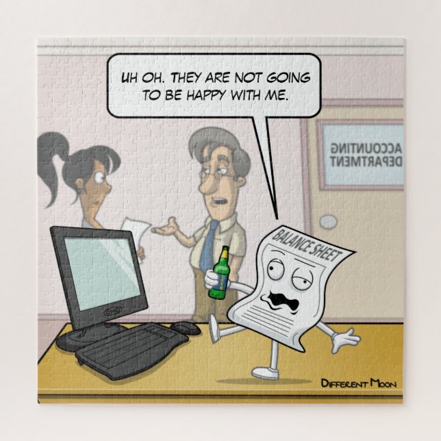 Accounting Drunk Balance Sheet Punny Jigsaw Puzzle (Vertical)