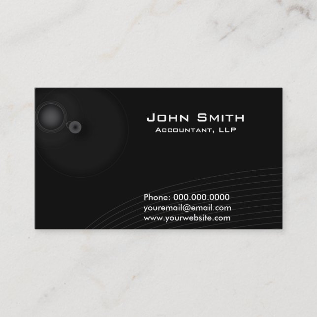 Accounting Financial Dark Elegant Business Card (Front)