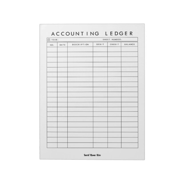 Accounting Ledger Custom Notepad  (Rotated)