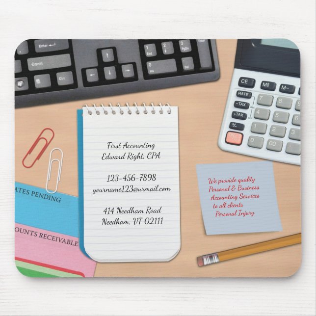 Accounting Office Desk Background Mousepad (Front)