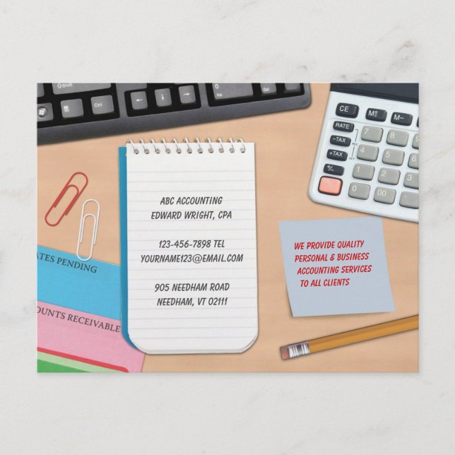 Accounting Office Work Desk Postcard (Front)