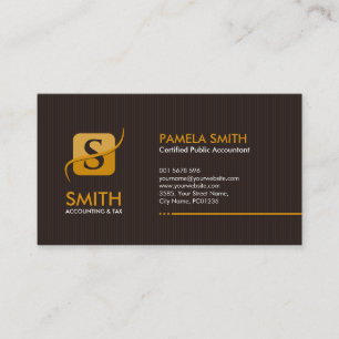 Accounting Services Monogram - Brown and Yellow Business Card