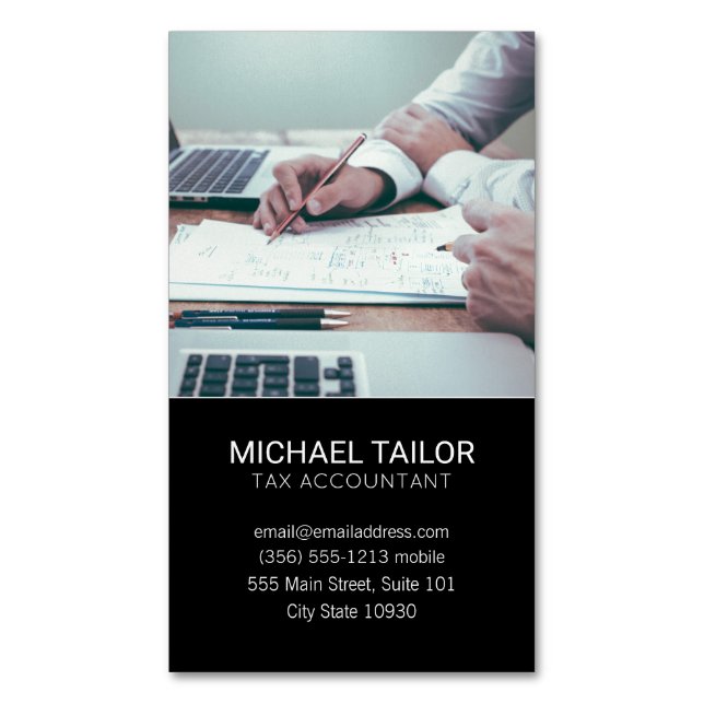 Accounting | Tax Prep Magnetic Business Card (Front Vertical)