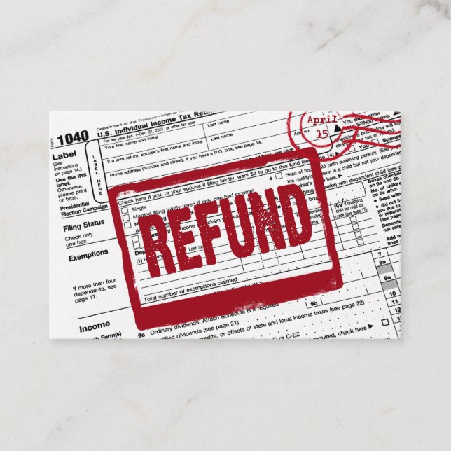 Accounting Tax Service 1040 form Business Card (Front)