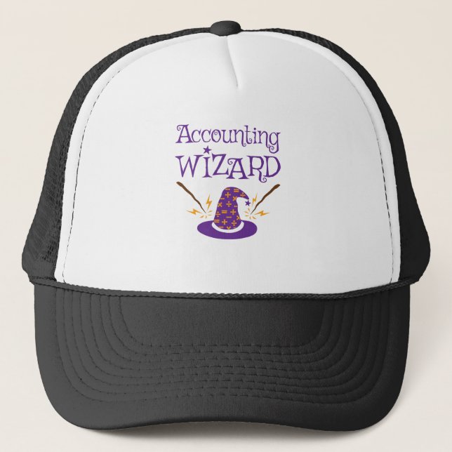 Accounting Wizard CPA Certified Public Accountant Trucker Hat (Front)