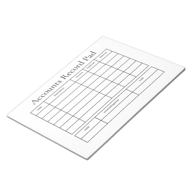 Accounts Record Pad Ledger (Angled)
