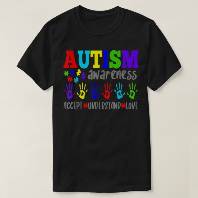 Accpet Understand Love Autism Awareness Month Puzz T-Shirt (Design Front)