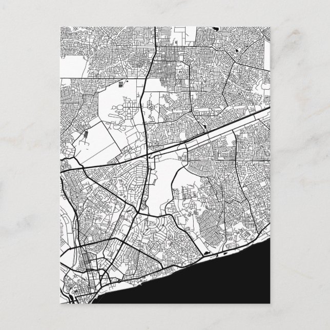 Accra Ghana Map Postcard (Front)