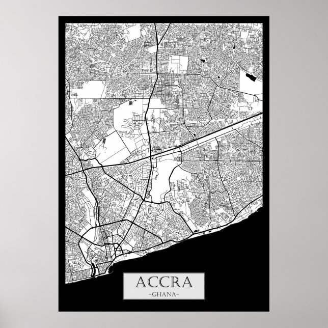 Accra Ghana Map Poster (Front)