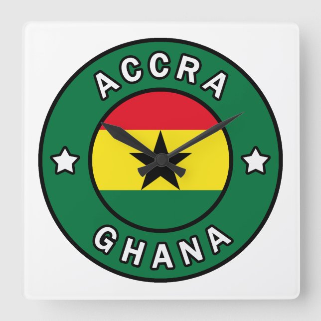 Accra Ghana Square Wall Clock (Front)
