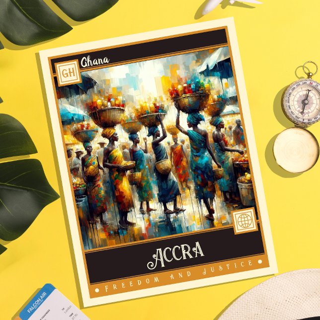 Accra, Ghana | Vintage Painting Postcard (Creator Uploaded)