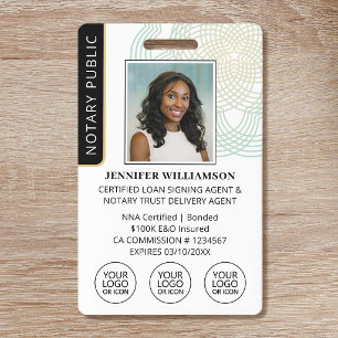 Accreditation Notary Public Photo QR Code ID Black Badge