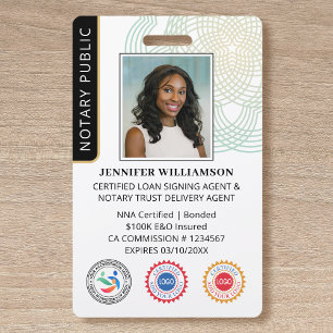 Accreditation Notary Public Photo QR Code ID Black Badge