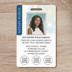 Accreditation Notary Public Photo QR Code ID Blue Badge