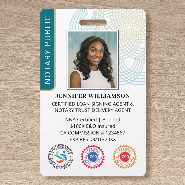 Accreditation Notary Public Photo QR Code ID Teal ID Badge (Creator Uploaded)