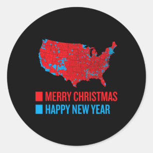 Accurate Election Map Merry Christmas Happy New Ye Classic Round Sticker