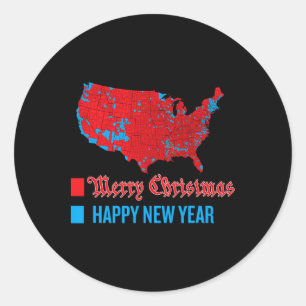 Accurate Election Map Merry Christmas Happy New Ye Classic Round Sticker