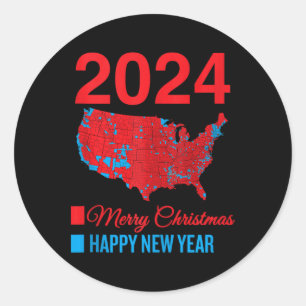 Accurate Election Map Merry Christmas Happy New Ye Classic Round Sticker