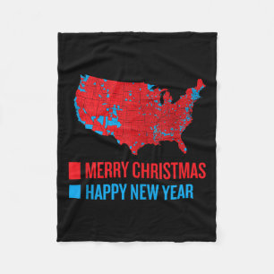Accurate Election Map Merry Christmas Happy New Ye Fleece Blanket