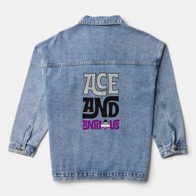 Ace And Anxious Asexual Pride Flag Gear Funny Ace  Denim Jacket (Back)